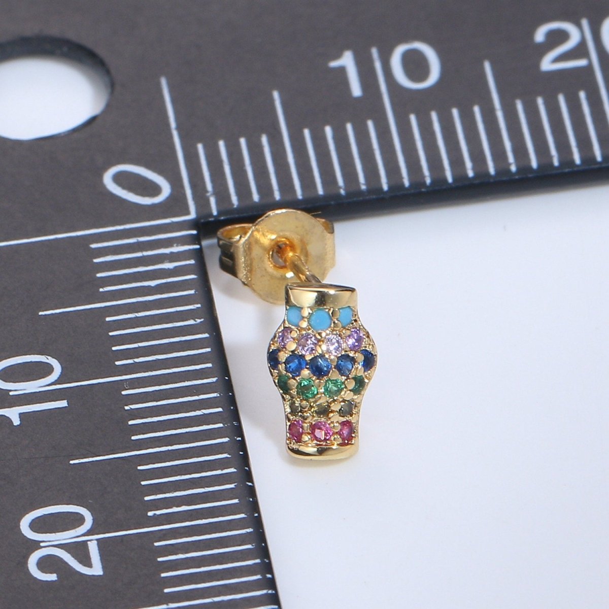 Dainty Stud EARING 1 pair Lampion Earring Gold Micro Pave Earring for Jewelry Christmas Gift Idea Q-267 - DLUXCA