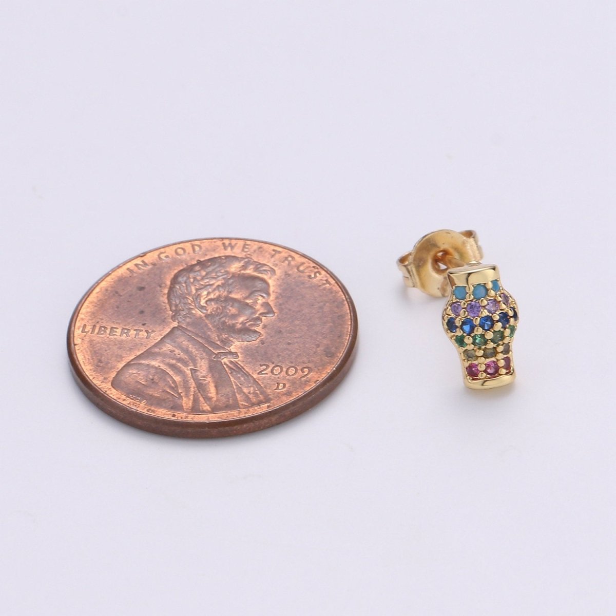 Dainty Stud EARING 1 pair Lampion Earring Gold Micro Pave Earring for Jewelry Christmas Gift Idea Q-267 - DLUXCA