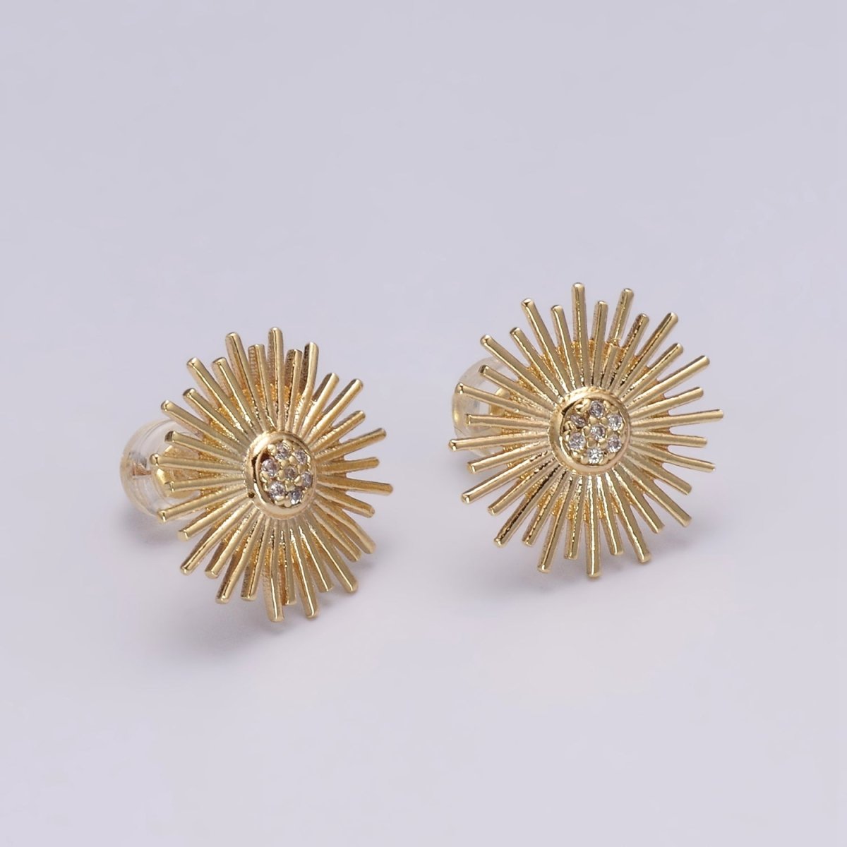 Dainty Sun earrings • sunburst stud earrings • gold sun earrings • gold stud earrings • Cz Everday earrings • small earrings T-234 - DLUXCA