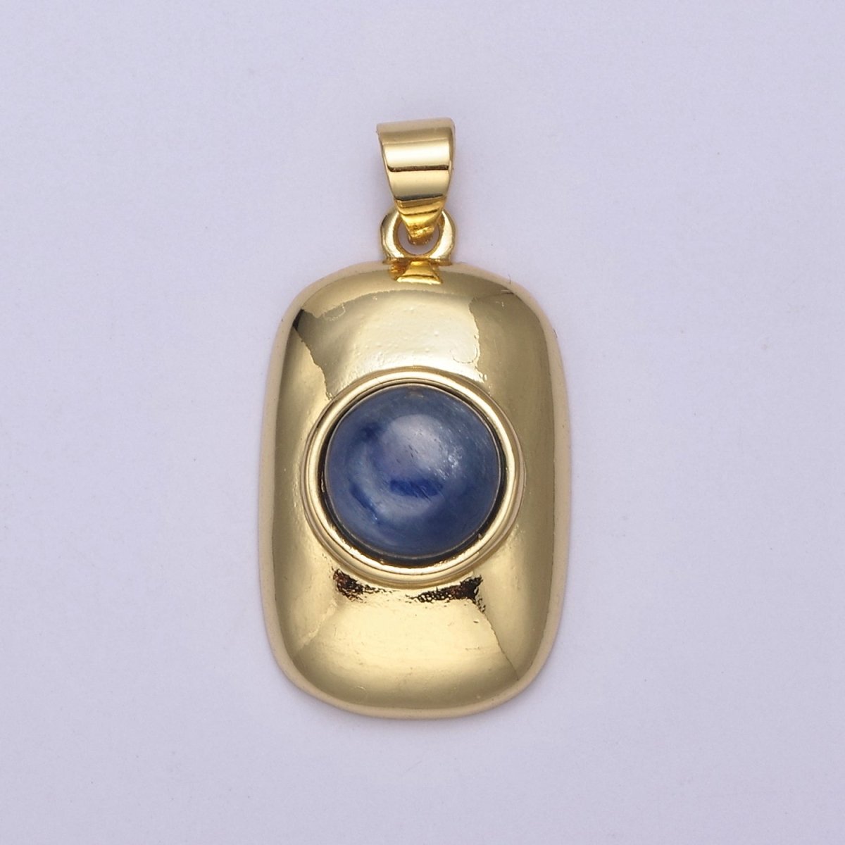 Dainty Tag Charm with Blue Tiger Eye Gemstone Beads For Necklace Pendant H-629 - DLUXCA