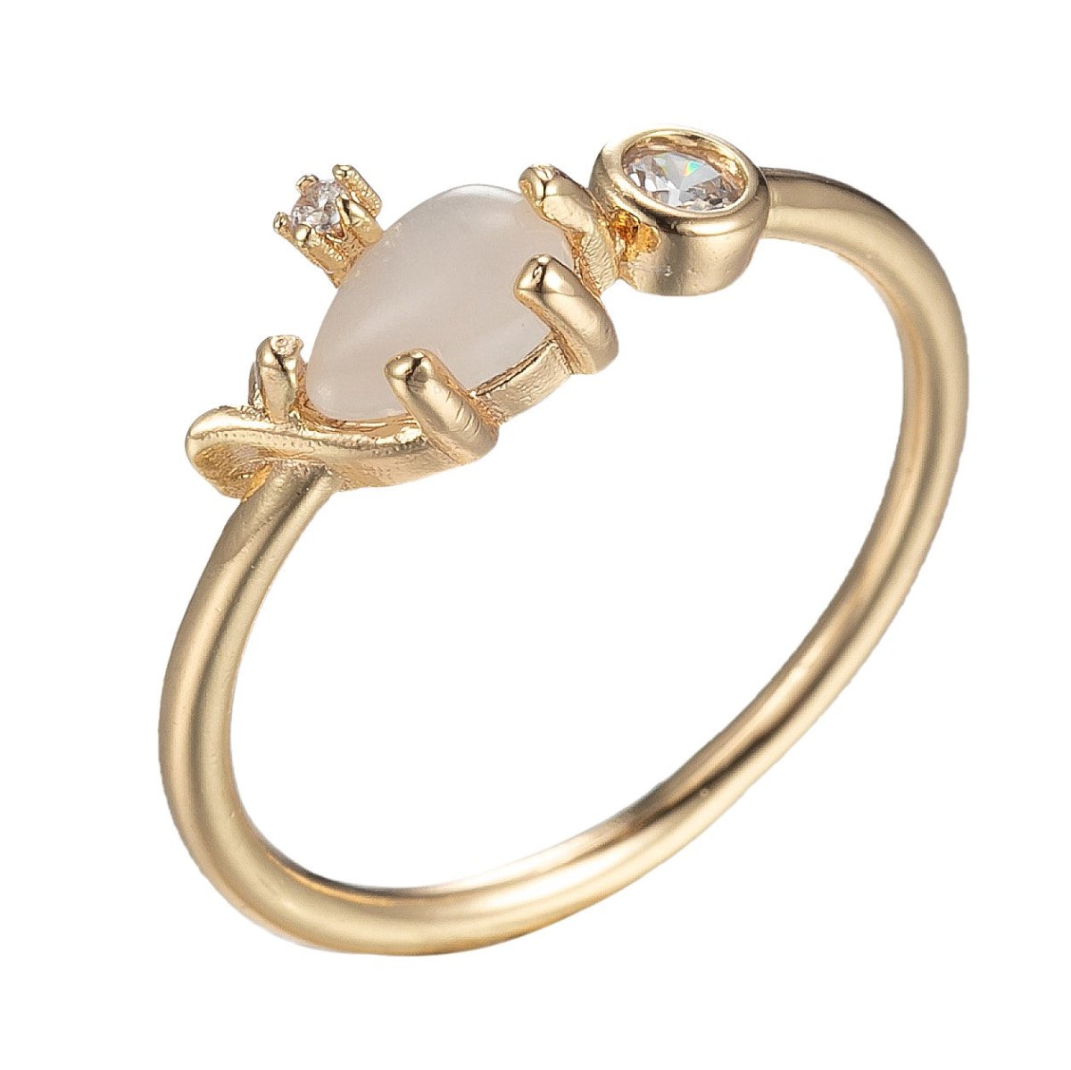 Dainty Tear Drop Cz Stone Ring Blue, Pink, White Stone O-823~O-825 - DLUXCA