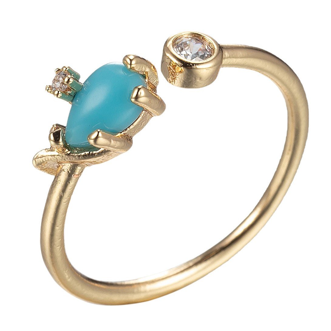 Dainty Tear Drop Cz Stone Ring Blue, Pink, White Stone O-823~O-825 - DLUXCA