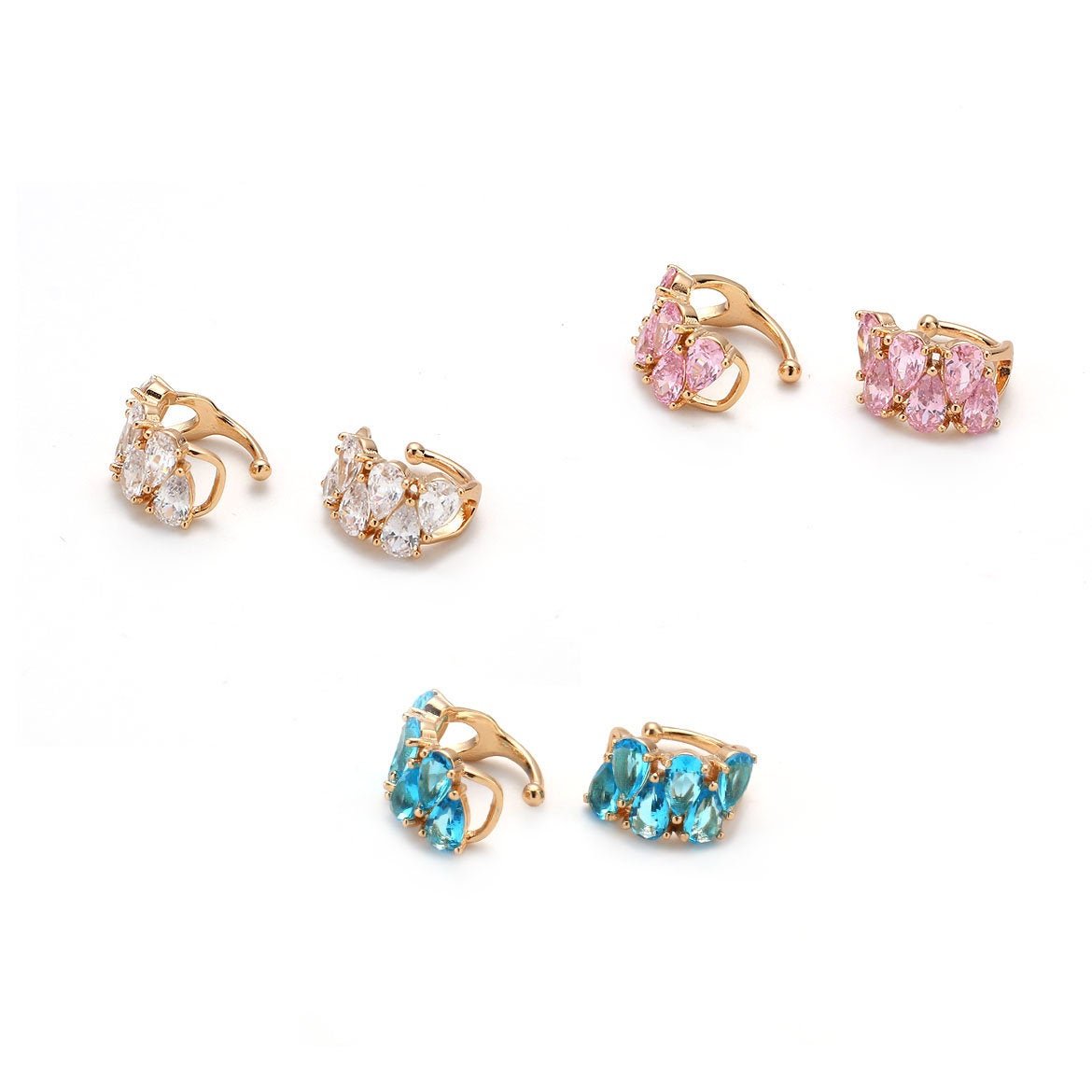 Dainty Tear drop Ear Cuff No Piercing, Cubic conch cuff, ear cuff Earring non pierced, earcuffs, cartilage, AI-120 AI-121 AI-122 - DLUXCA