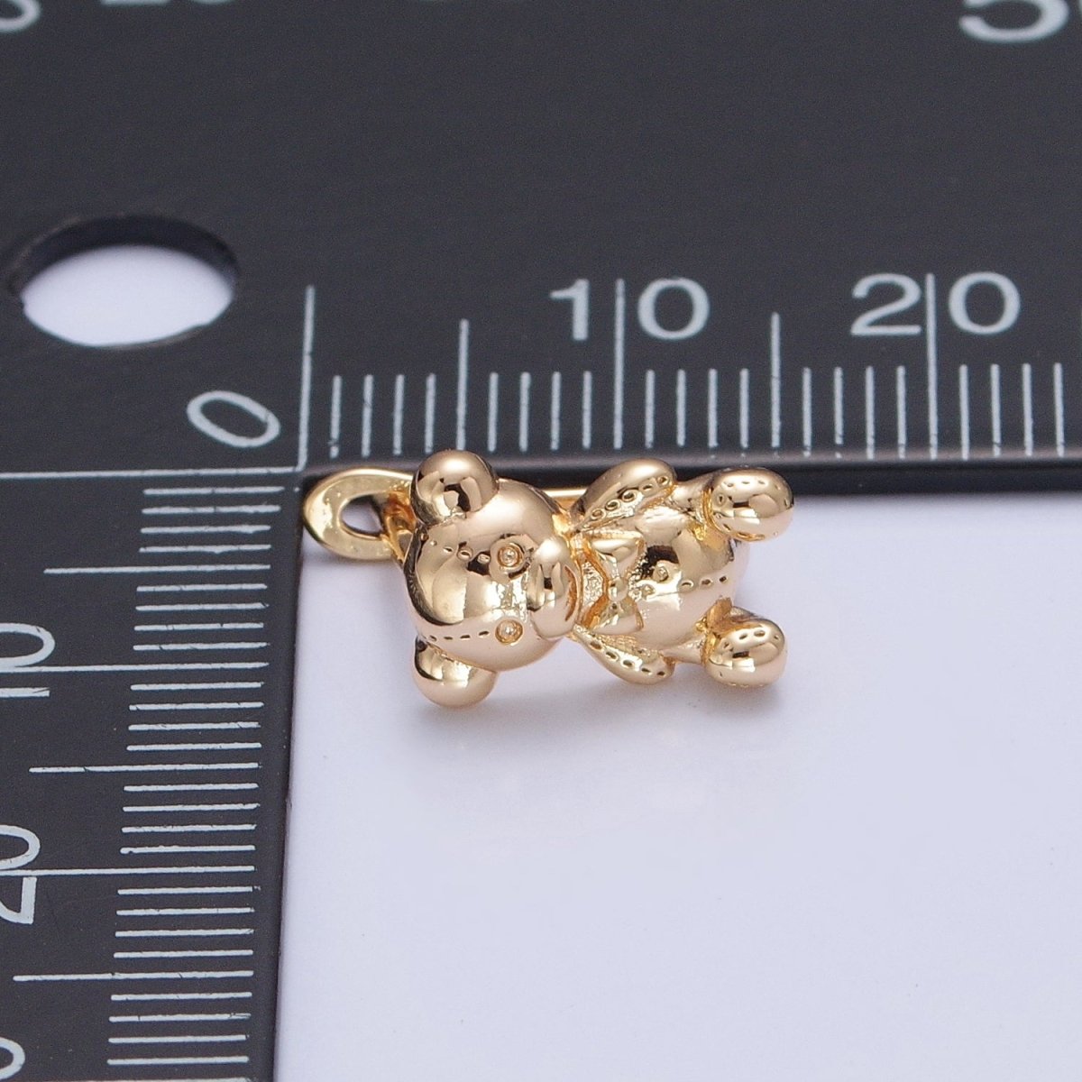 Dainty Teddy Bear Huggie Earring Gold Hoop Earring T-441 - DLUXCA