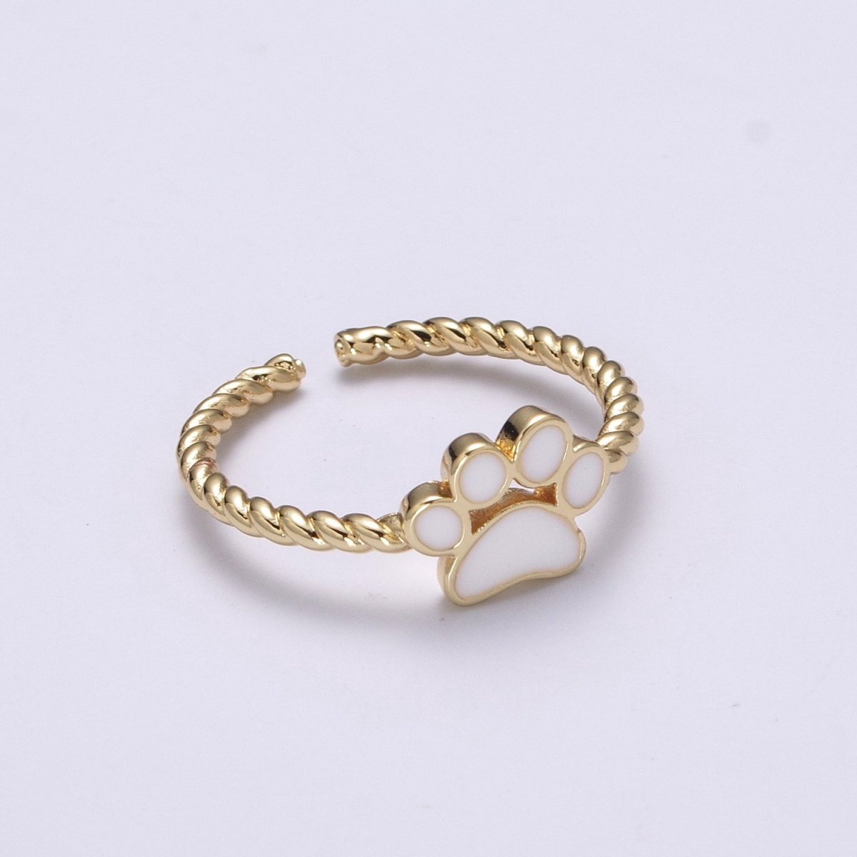 Dainty Thin Paw Print Enamel Fashion Ring with Colorfuul Paw Dog Lover Cat Lover Jewelry Open Adjustable U-030~U-033 - DLUXCA