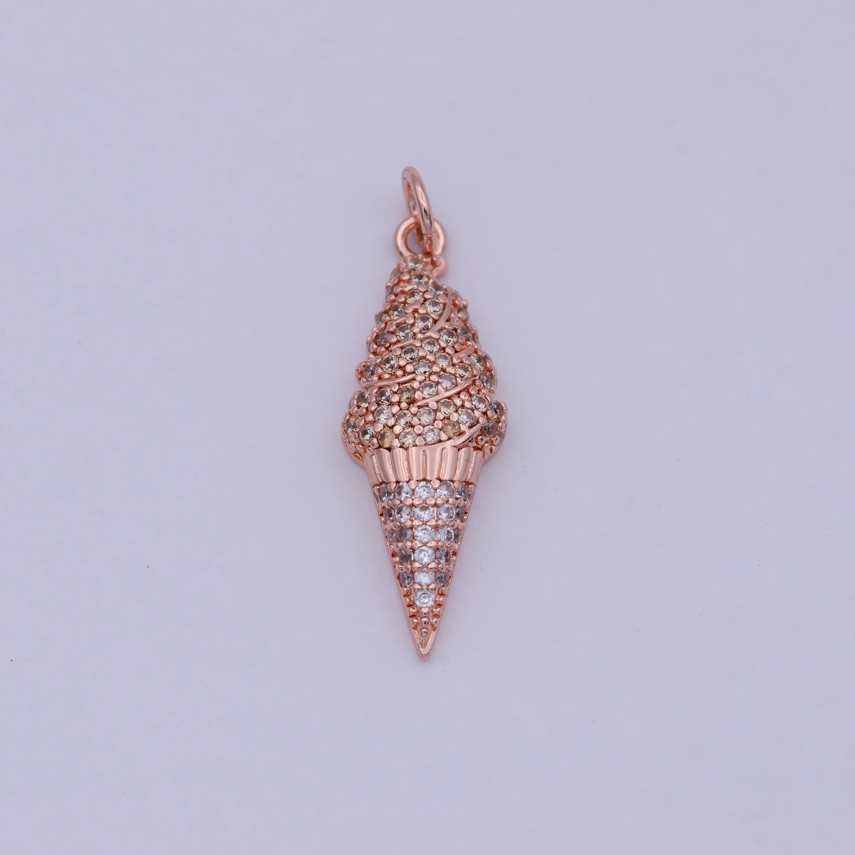 Dainty Tiny 24k Gold Filled Ice Cream Cone Charm micro Pave Charm Necklace Pendant Earring Bracelet Foodies McD Dessert Junk Food Charm, C-831 - DLUXCA