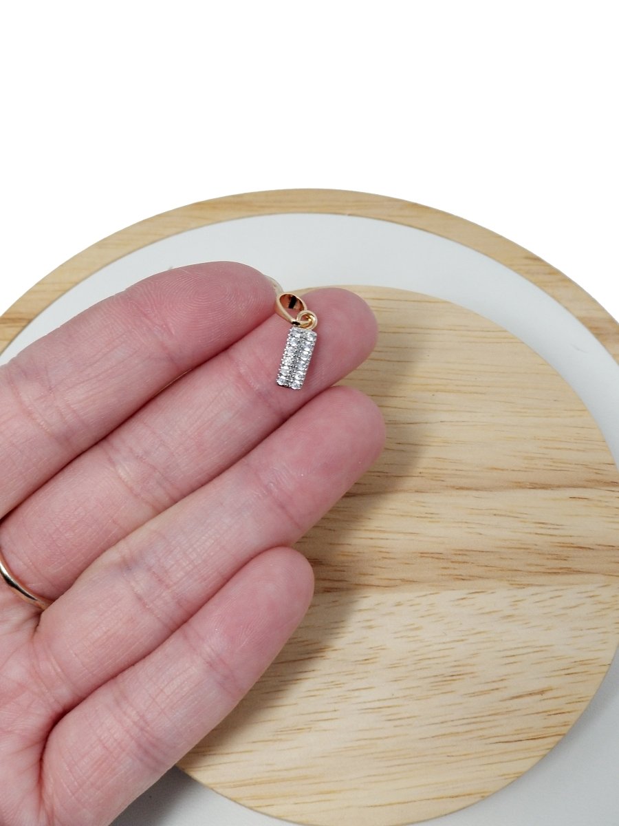 Dainty Tiny Delicate Geometric Bar Set CZ Charm gold filled set with cubic zirconia accent 5mmX16mm for Necklace Earring Jewelry making H-840 - DLUXCA