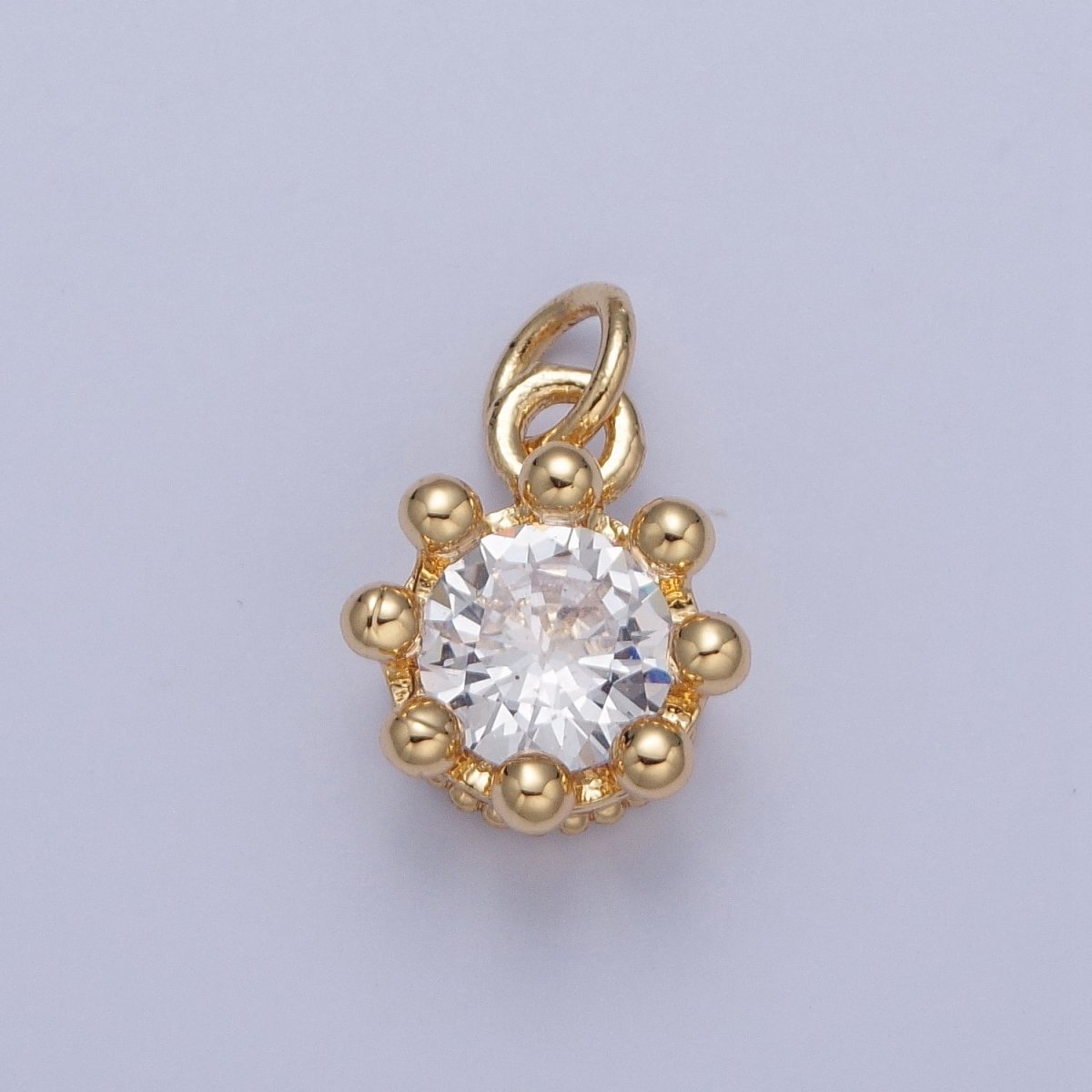Dainty Tiny Round Cubic Zirconia Charm For Jewelry Making, X-060-X-064 - DLUXCA
