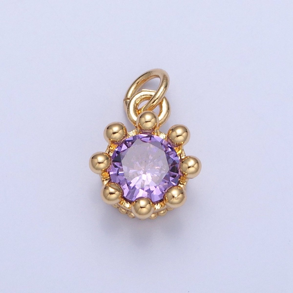Dainty Tiny Round Cubic Zirconia Charm For Jewelry Making, X-060-X-064 - DLUXCA