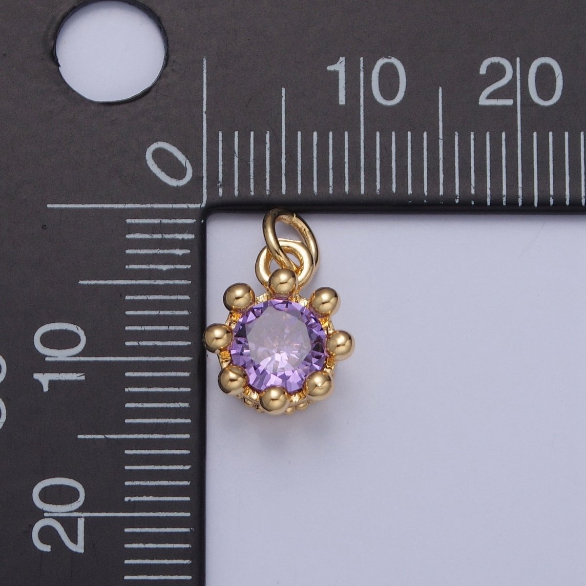 Dainty Tiny Round Cubic Zirconia Charm For Jewelry Making, X-060-X-064 - DLUXCA