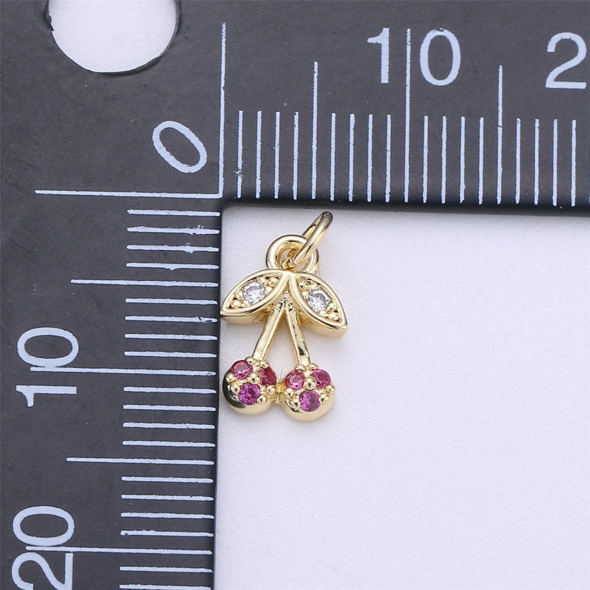 Dainty Tiny Teeny Delicate Red Cherry Charm in 18k Gold Filled for Necklace Pendant, Earring Bracelet Charm Gift DIY Jewelry Making SuppliesC-245 - DLUXCA