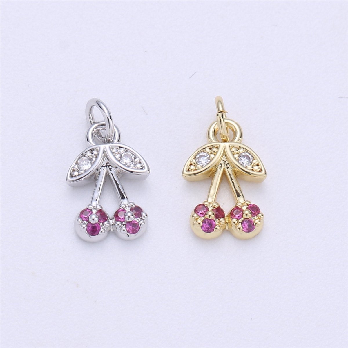 Dainty Tiny Teeny Delicate Red Cherry Charm in 18k Gold Filled for Necklace Pendant, Earring Bracelet Charm Gift DIY Jewelry Making SuppliesC-245 - DLUXCA