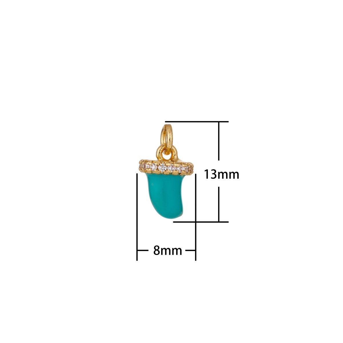 Dainty Tiny Tusk Drop Charm, Dainty Horn Turquoise Charms with CZ for Bracelet Earring Necklace Jewelry Making Supply Gold Filled, C433 - DLUXCA