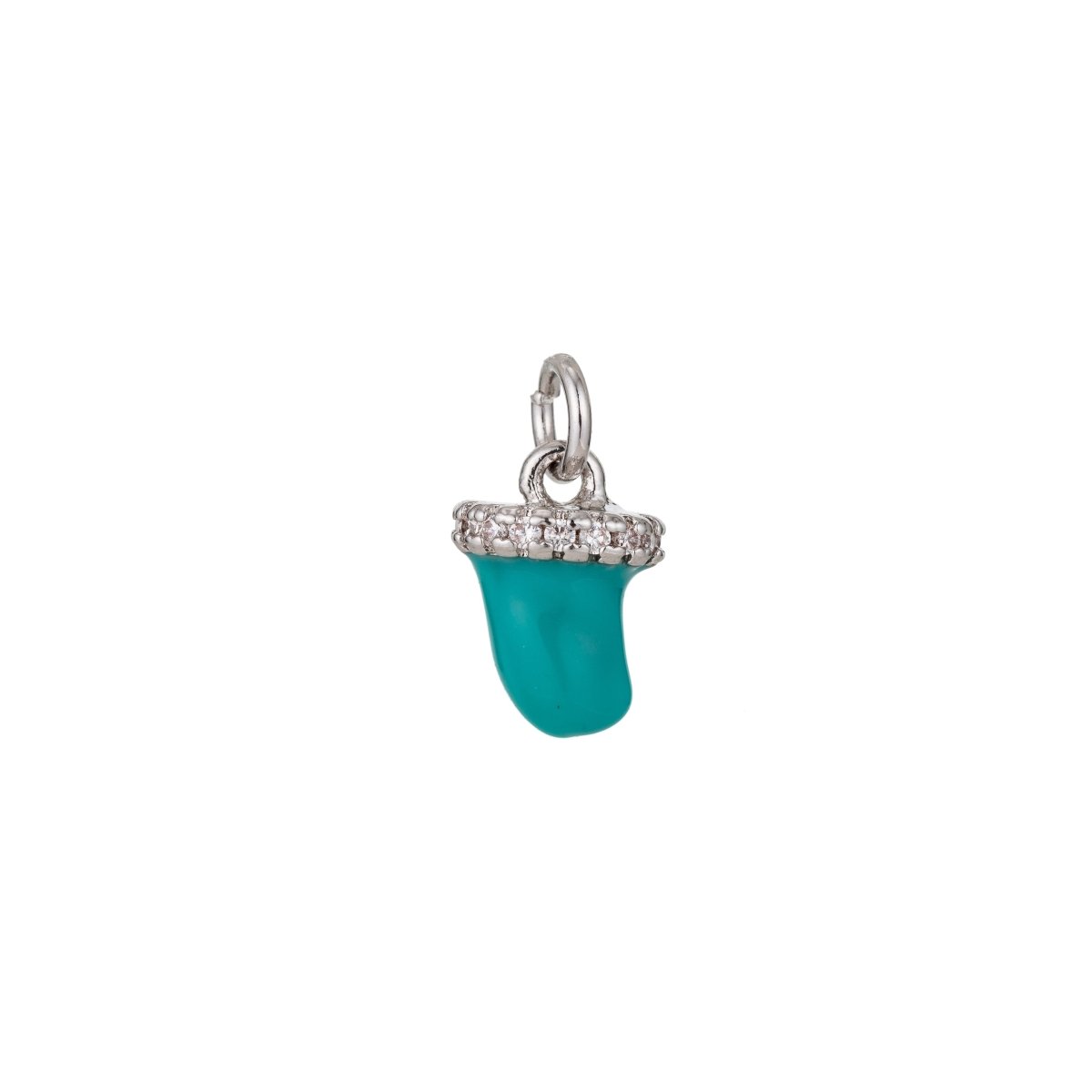 Dainty Tiny Tusk Drop Charm, Dainty Horn Turquoise Charms with CZ for Bracelet Earring Necklace Jewelry Making Supply Gold Filled, C433 - DLUXCA