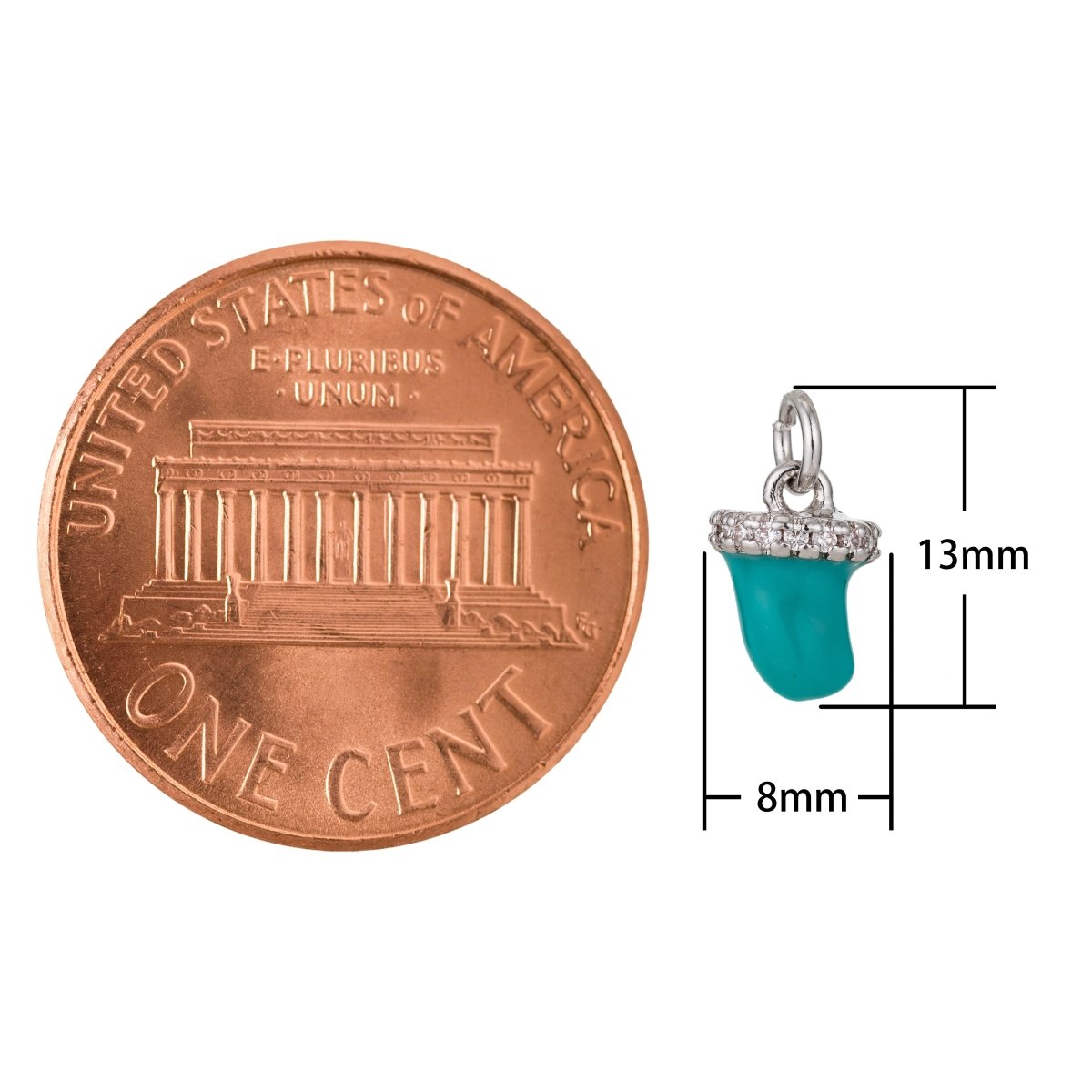 Dainty Tiny Tusk Drop Charm, Dainty Horn Turquoise Charms with CZ for Bracelet Earring Necklace Jewelry Making Supply Gold Filled, C433 - DLUXCA