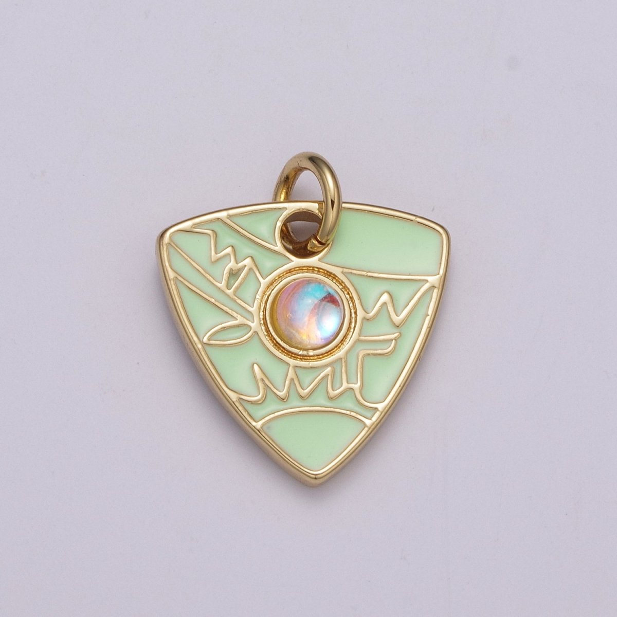 Dainty Triangle Charm Add on Opal Eye Charm Enamel Geometry Jewelry Pink Black White Green Color M-864 - M-867 - DLUXCA
