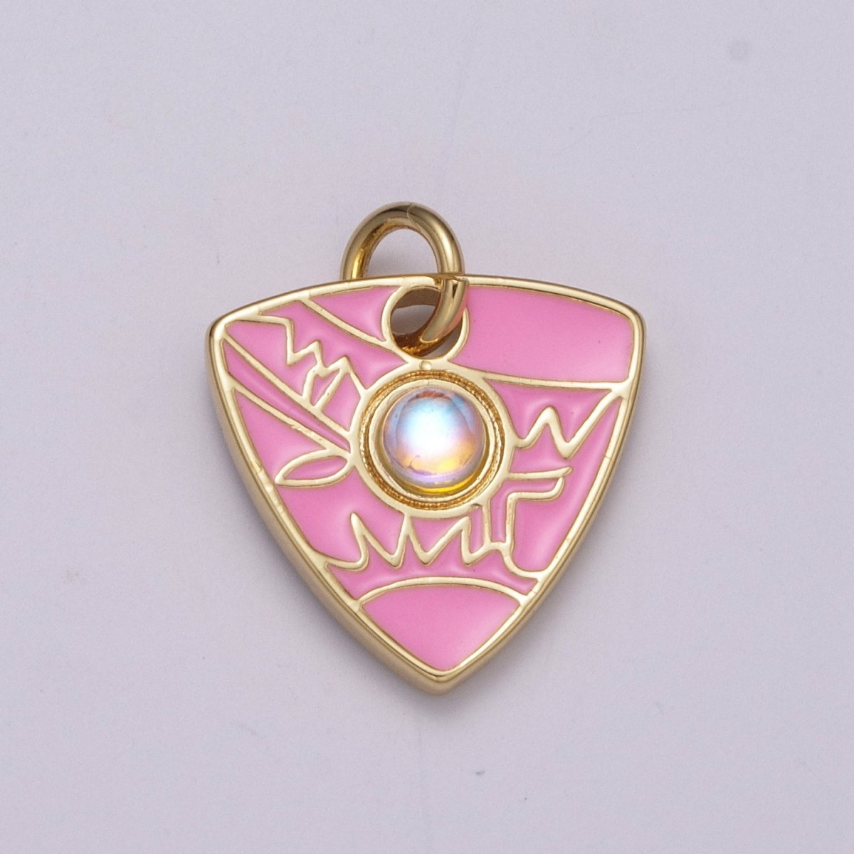 Dainty Triangle Charm Add on Opal Eye Charm Enamel Geometry Jewelry Pink Black White Green Color M-864 - M-867 - DLUXCA