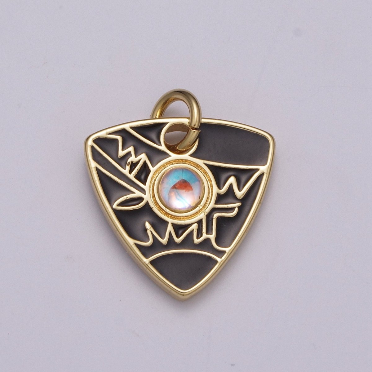 Dainty Triangle Charm Add on Opal Eye Charm Enamel Geometry Jewelry Pink Black White Green Color M-864 - M-867 - DLUXCA