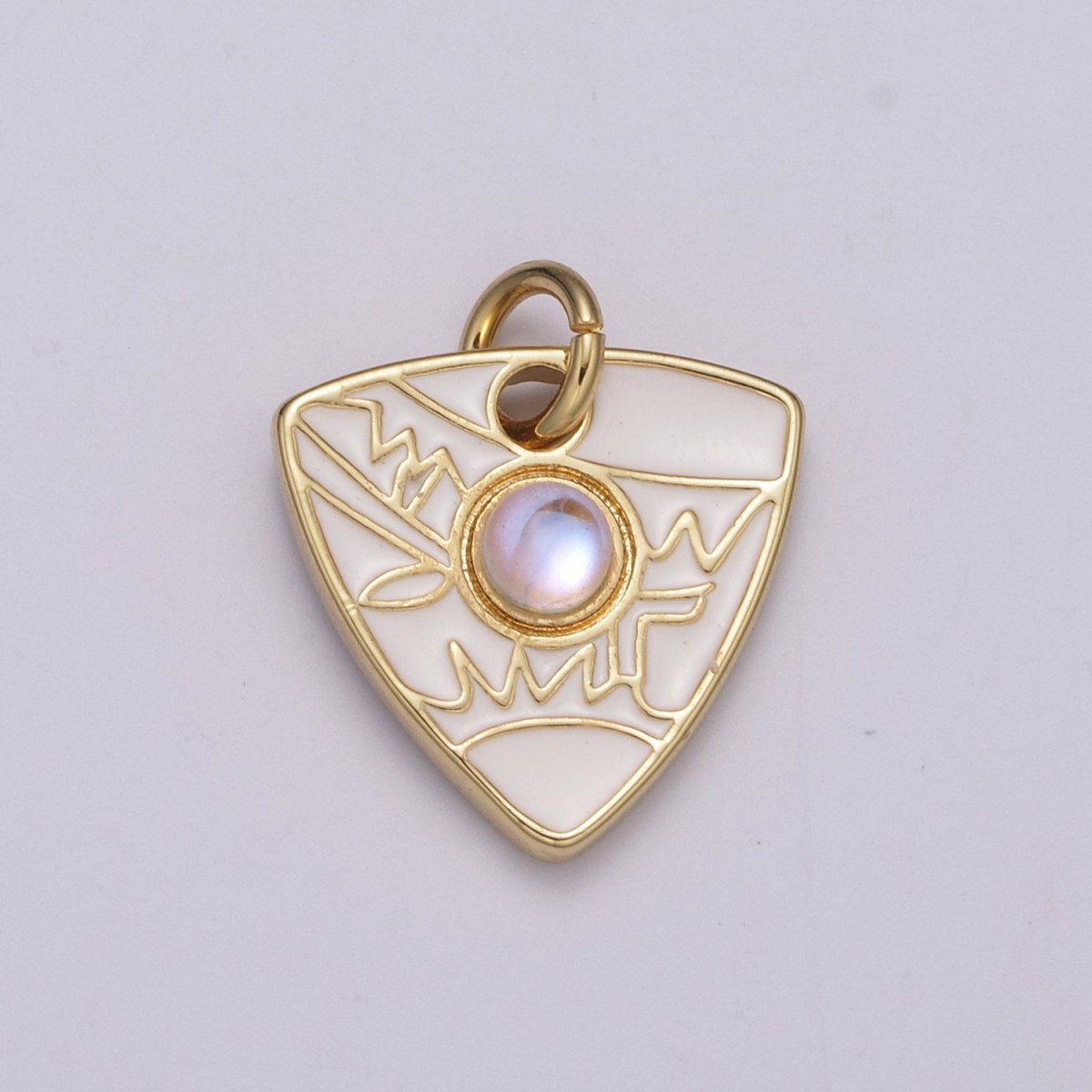 Dainty Triangle Charm Add on Opal Eye Charm Enamel Geometry Jewelry Pink Black White Green Color M-864 - M-867 - DLUXCA