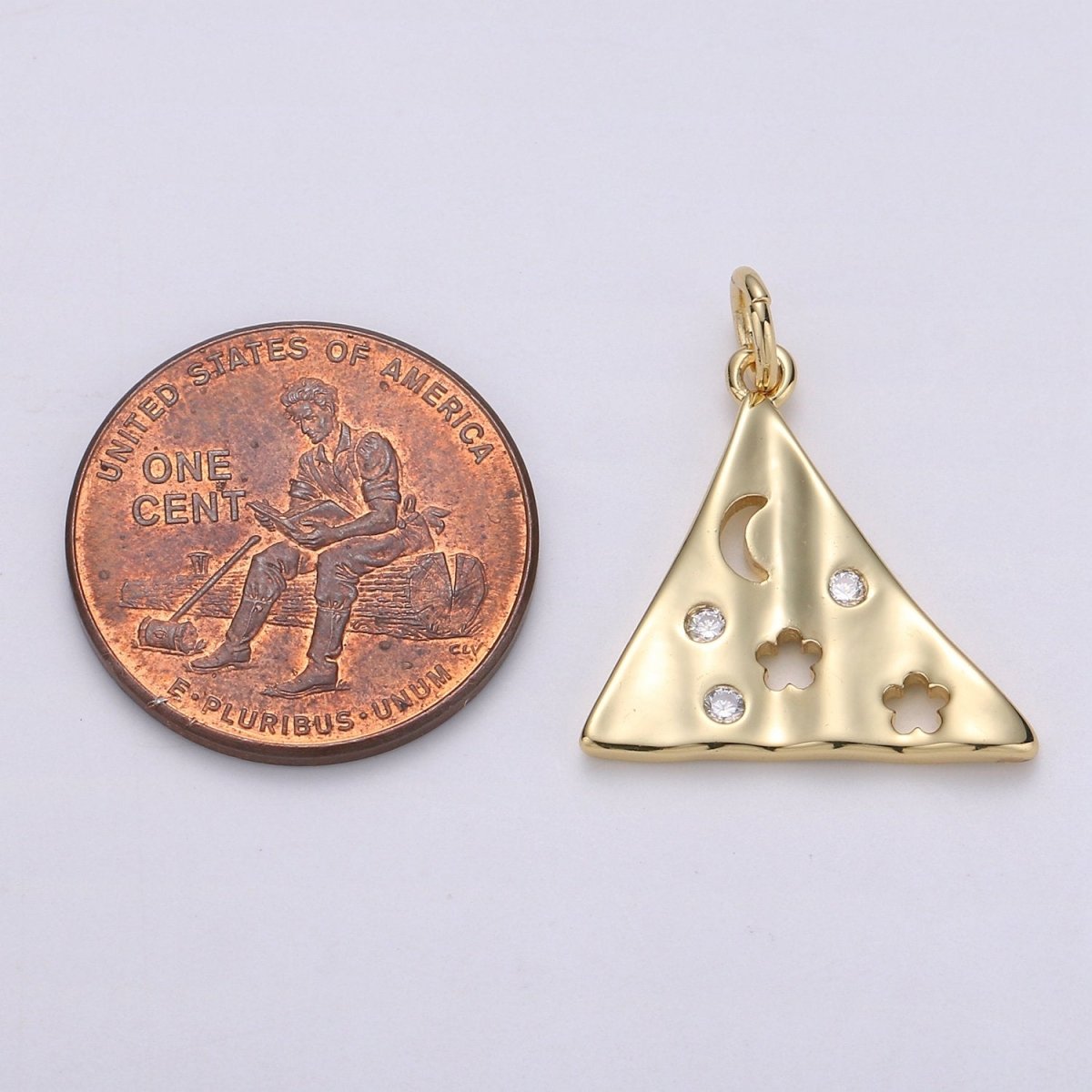 Dainty Triangle Charm Jewelry Gold Crescent Moon and star Charm Jewelry Making Supply 24K Gold Filled Findings Charm Star JewelryC-561 - DLUXCA