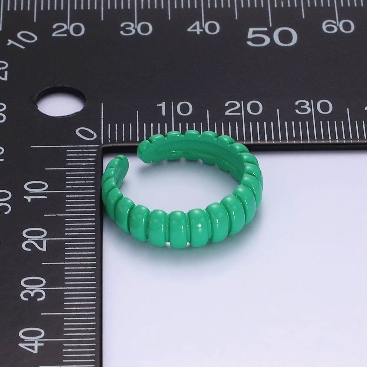 Dainty Turquoise Enamel Croissant Lined Y2K Ring for Single Lady | O-566 - DLUXCA