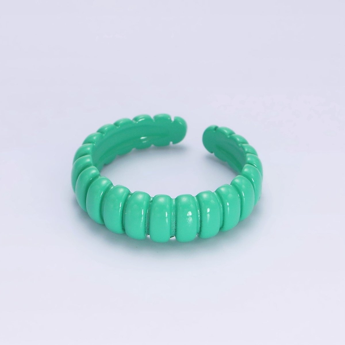 Dainty Turquoise Enamel Croissant Lined Y2K Ring for Single Lady | O-566 - DLUXCA