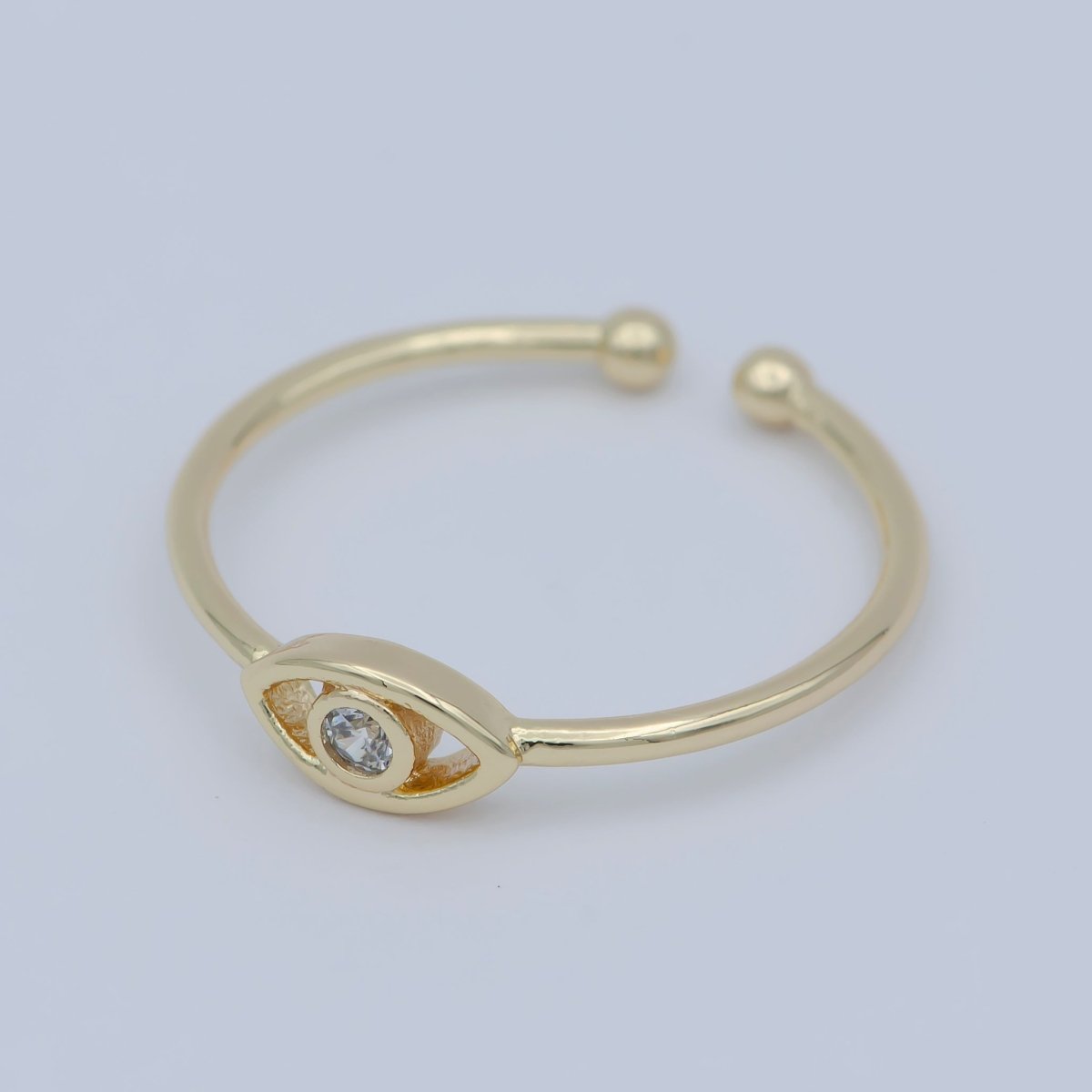 Dainty Turquoise Evil Eye Stacking Ring, Gold Minimalist Ring, Simple Open Ring, Thin Adjustable Ring, Amulet Jewelry Gift for her R-142 O-465 - DLUXCA