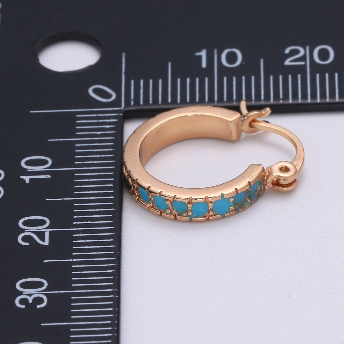 Dainty Turquoise Hoop Cz Earring Gold Filled Earring Everyday Wear Minimalist Jewelry P-180 - DLUXCA