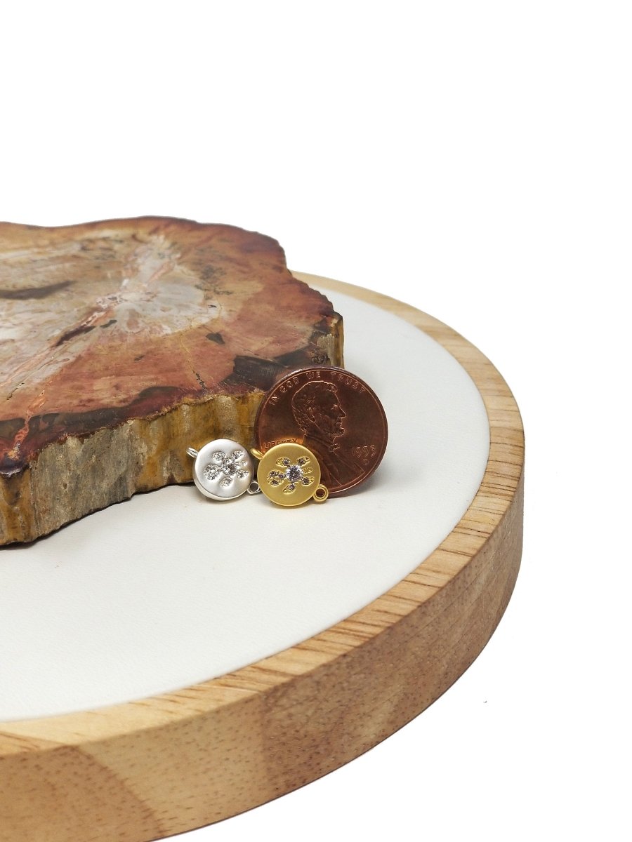 Dainty Turtle Connector, CZ Turtle Charm Gold Silver Turtle Earring Necklace Connector Link Charm Double Loop Hole F-269 - DLUXCA