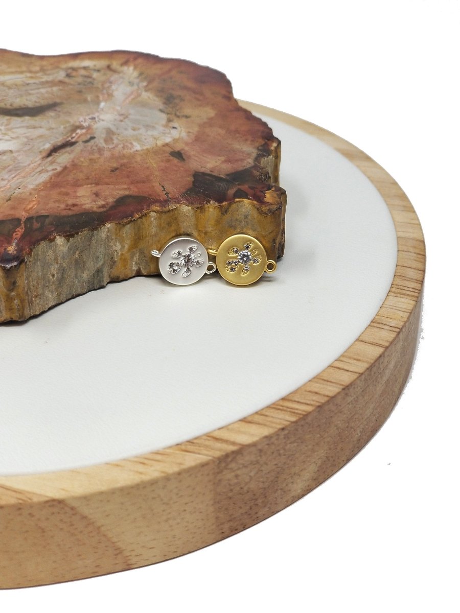 Dainty Turtle Connector, CZ Turtle Charm Gold Silver Turtle Earring Necklace Connector Link Charm Double Loop Hole F-269 - DLUXCA