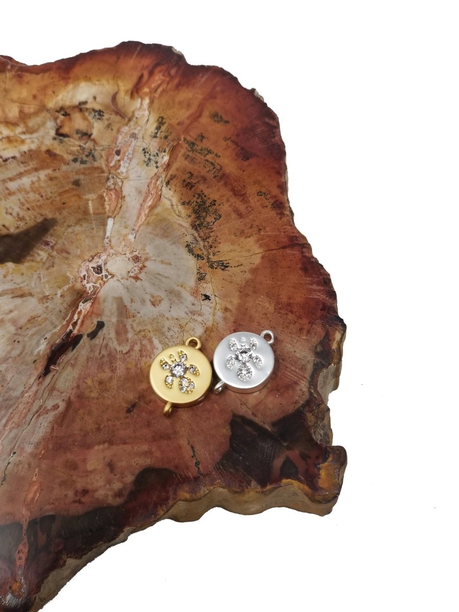 Dainty Turtle Connector, CZ Turtle Charm Gold Silver Turtle Earring Necklace Connector Link Charm Double Loop Hole F-269 - DLUXCA