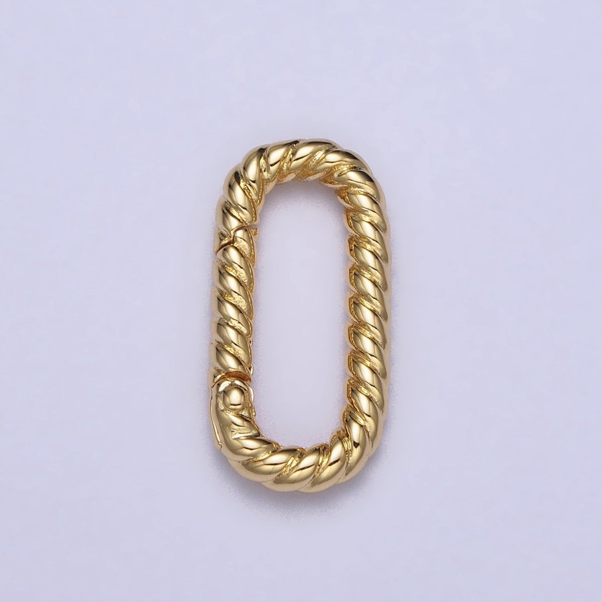 Dainty Twisted Rope Oval Gold Push Gate ring Oval Twisted Rope Ring Charm Holder Enhanced Link for Jewelry Supply Z-301 Z-302 - DLUXCA