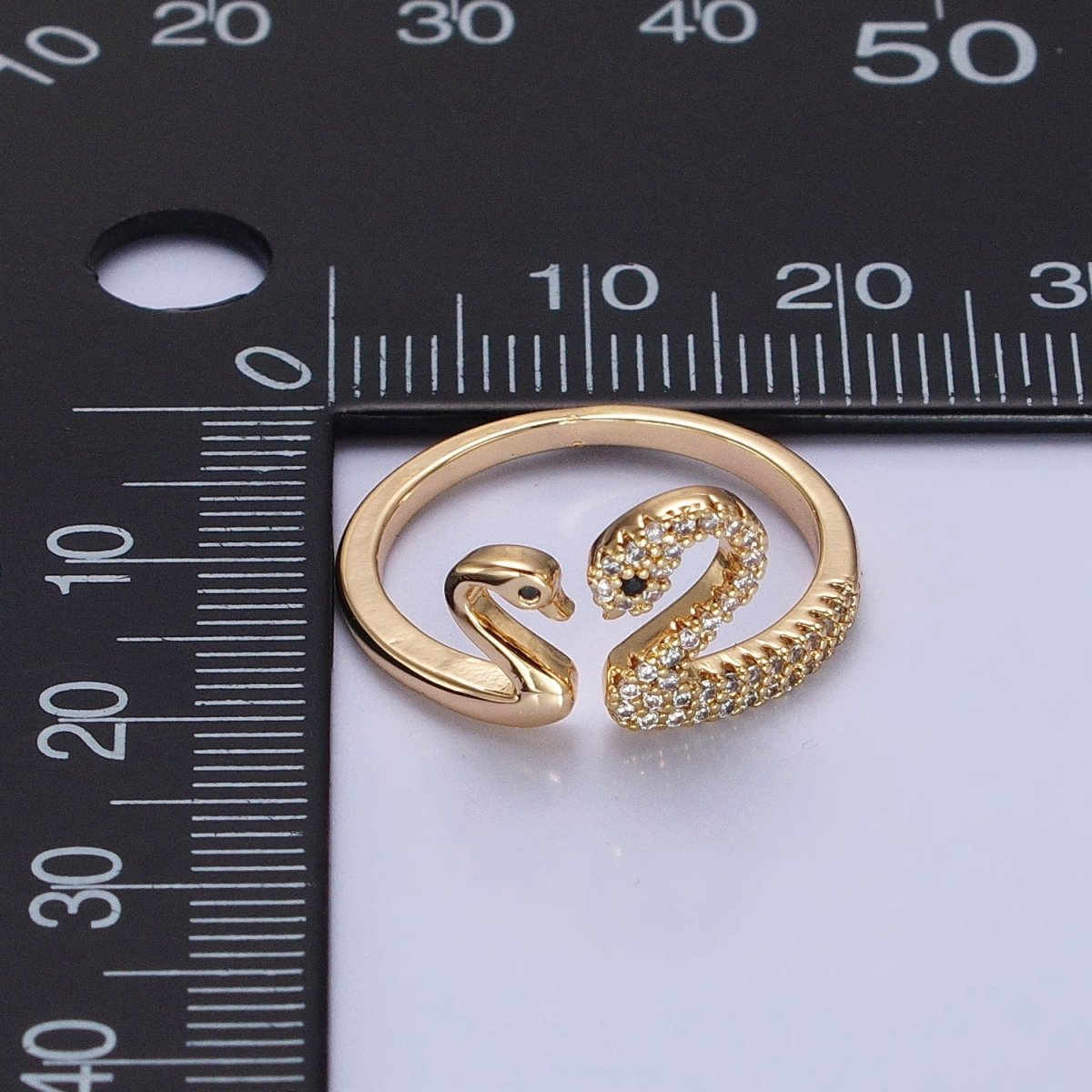 Dainty Two Swan Gold Ring, Adjustable Silver Swan Bird Ring Jewelry, Mother Daughter CZ Open Gold Ring Y-619 Y-620 - DLUXCA
