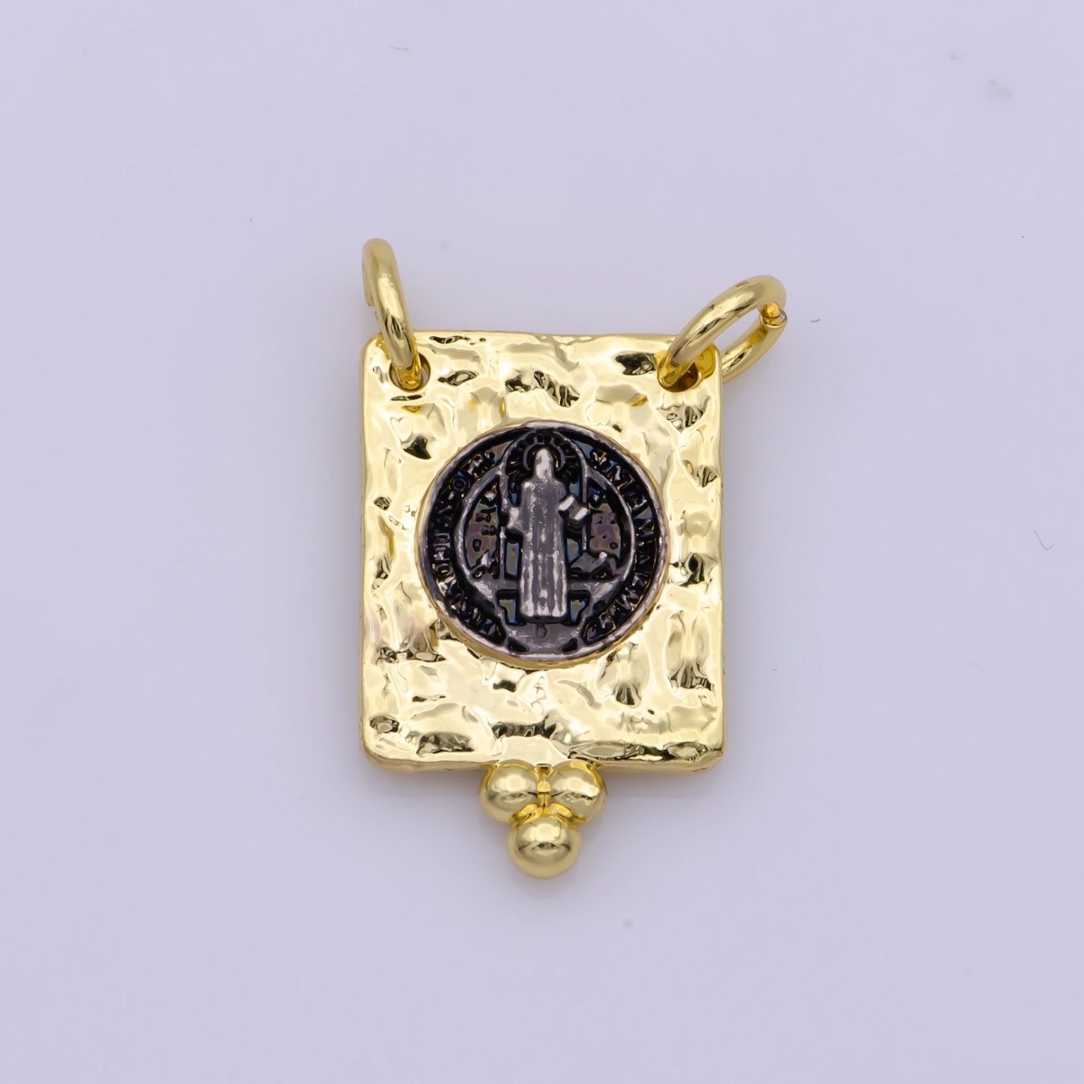 Dainty Vintage Design Square Saint Benedict Charm Religious Medallion Necklace Pendant Findings for Jewelry Making G-844 - DLUXCA