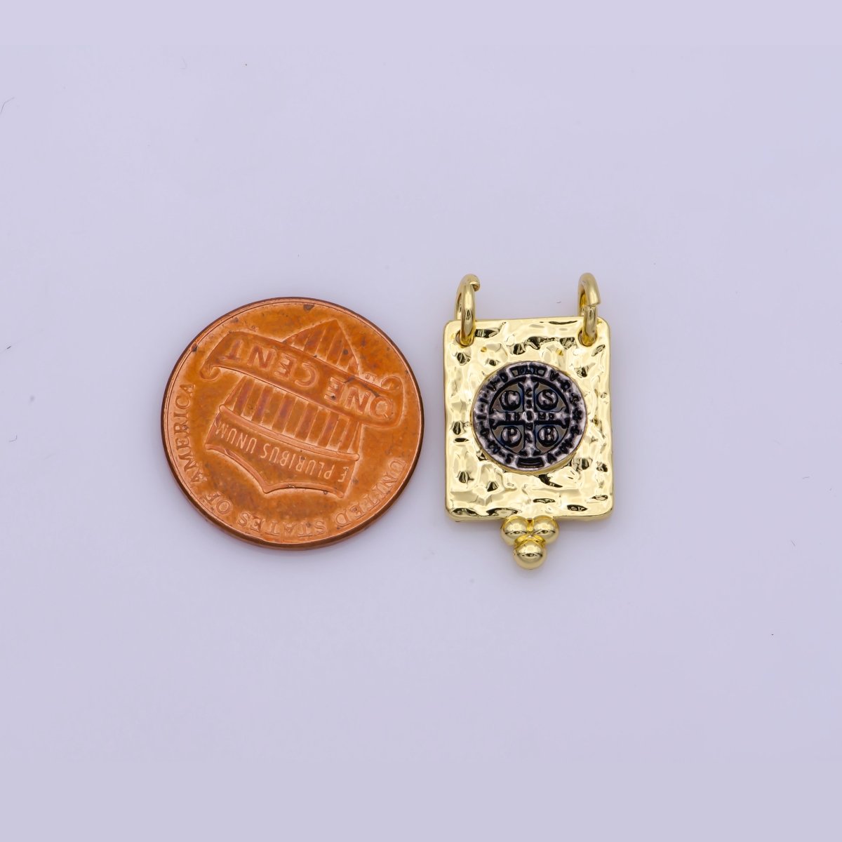 Dainty Vintage Design Square Saint Benedict Charm Religious Medallion Necklace Pendant Findings for Jewelry Making G-844 - DLUXCA