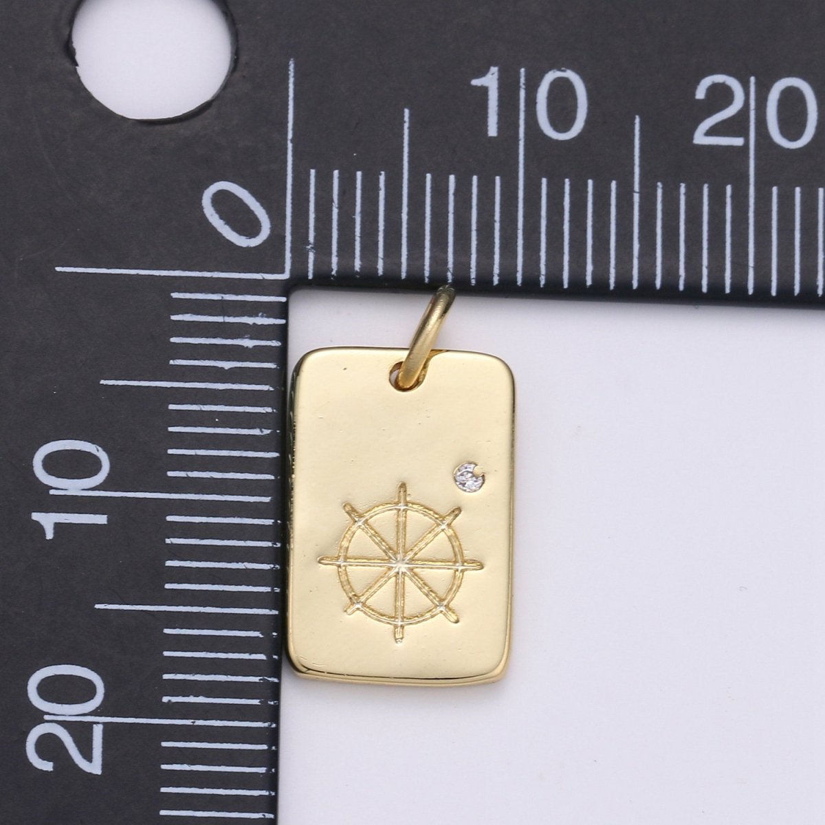 Dainty Wheels Pendant - 10x17 Charm, Wheel Pendant, Gold Filled Wheel Medallion Charm Wheel Charm Bracelet Earring Necklace D-511 - DLUXCA