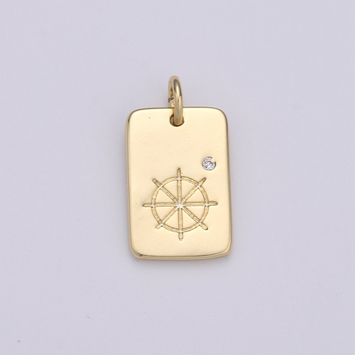Dainty Wheels Pendant - 10x17 Charm, Wheel Pendant, Gold Filled Wheel Medallion Charm Wheel Charm Bracelet Earring Necklace D-511 - DLUXCA