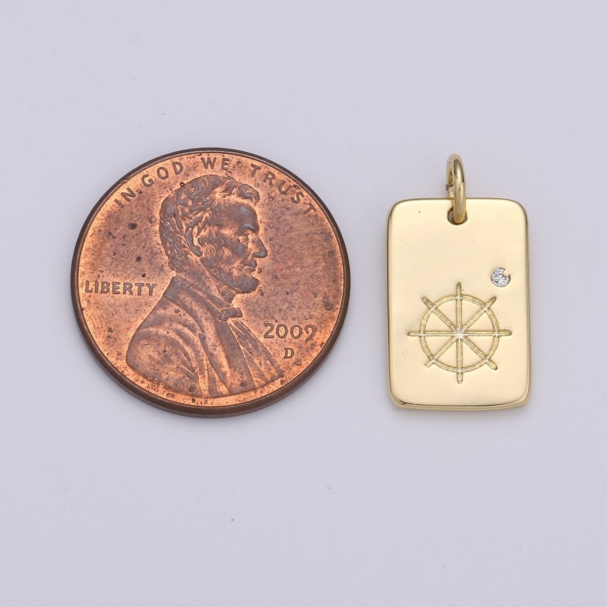 Dainty Wheels Pendant - 10x17 Charm, Wheel Pendant, Gold Filled Wheel Medallion Charm Wheel Charm Bracelet Earring Necklace D-511 - DLUXCA