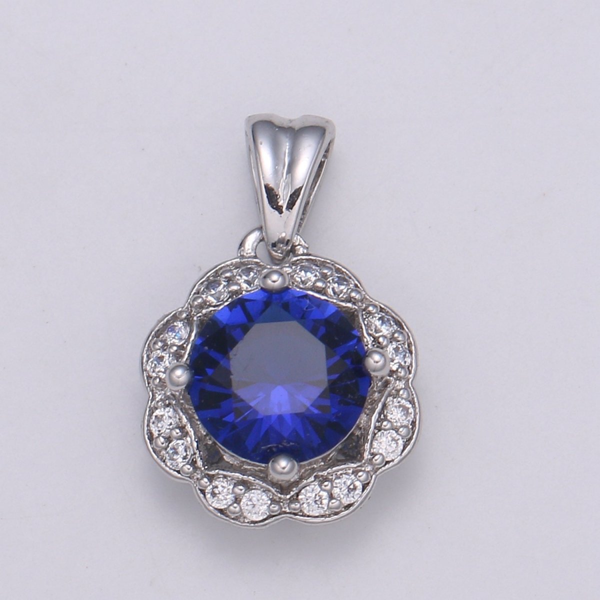 Dainty White Gold Filled Gem Stone Charm Silver Pendant Classic Diamond Round Cut Cubic Gemstone Necklace Earring for Jewelry Making - DLUXCA