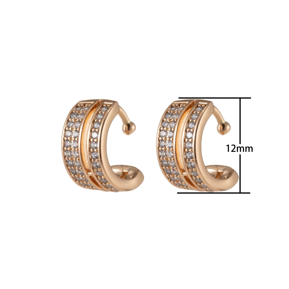 Dainty Wide Ear Cuff Gold,Wrap Earring Ear Cuff,No Piercing Earring,Dainty Ear Conch Gold Filled EarCuff Earring,Wrap Earrings in Micro pave AI-030 - DLUXCA