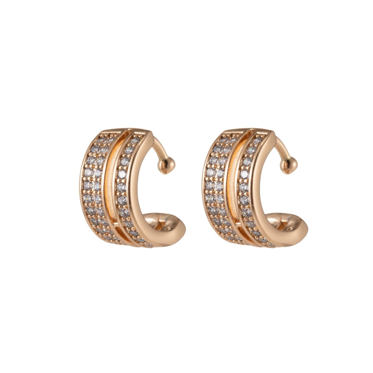 Dainty Wide Ear Cuff Gold,Wrap Earring Ear Cuff,No Piercing Earring,Dainty Ear Conch Gold Filled EarCuff Earring,Wrap Earrings in Micro pave AI-030 - DLUXCA