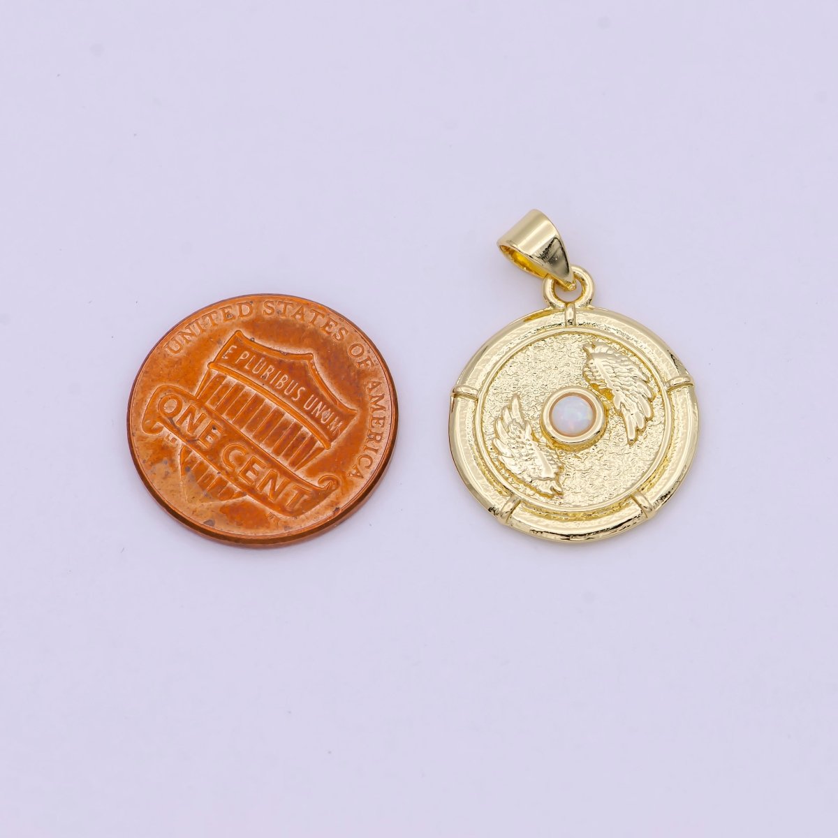 Dainty Wing Gold Opal Pendant Necklace / Blue Opal Angel Wing Charm for Necklace Bracelet Supply H-557 H-560 - DLUXCA