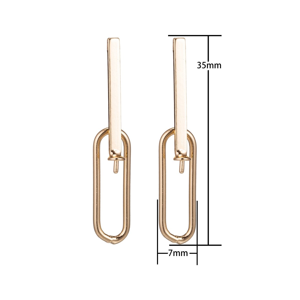 Dangle 18k Gold Filled Earrings Post, Stud Earrings, Looped Chained Earring Supply Findings for Jewelry Making Supplies. K-436 - DLUXCA