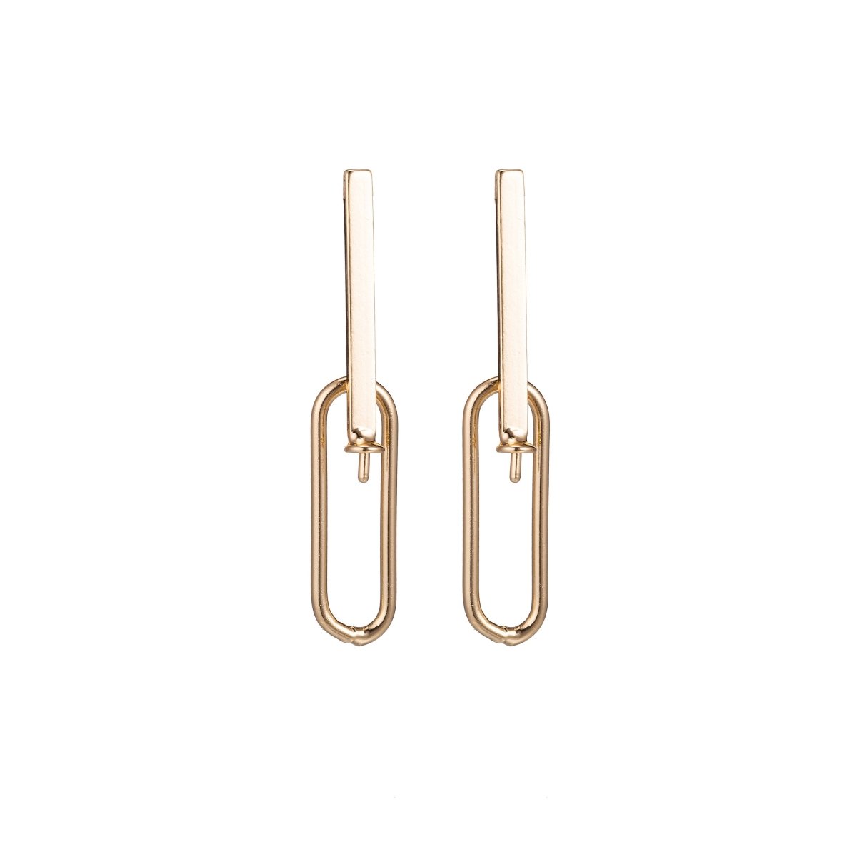 Dangle 18k Gold Filled Earrings Post, Stud Earrings, Looped Chained Earring Supply Findings for Jewelry Making Supplies. K-436 - DLUXCA
