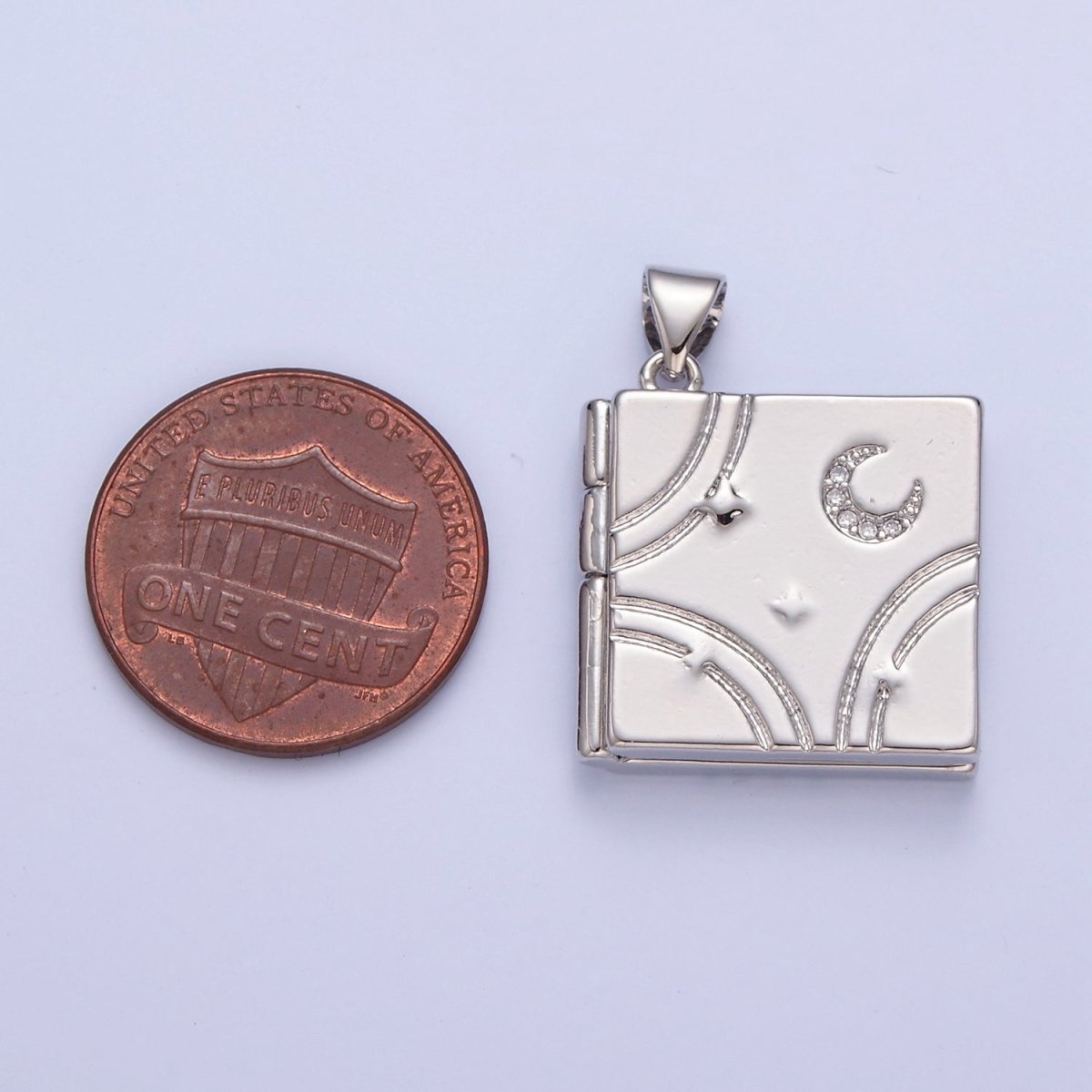 Dangle Book Locket Pendant Crescent Moon Star Locket Charm Necklace 14K Gold Filled I-233 I-236 - DLUXCA