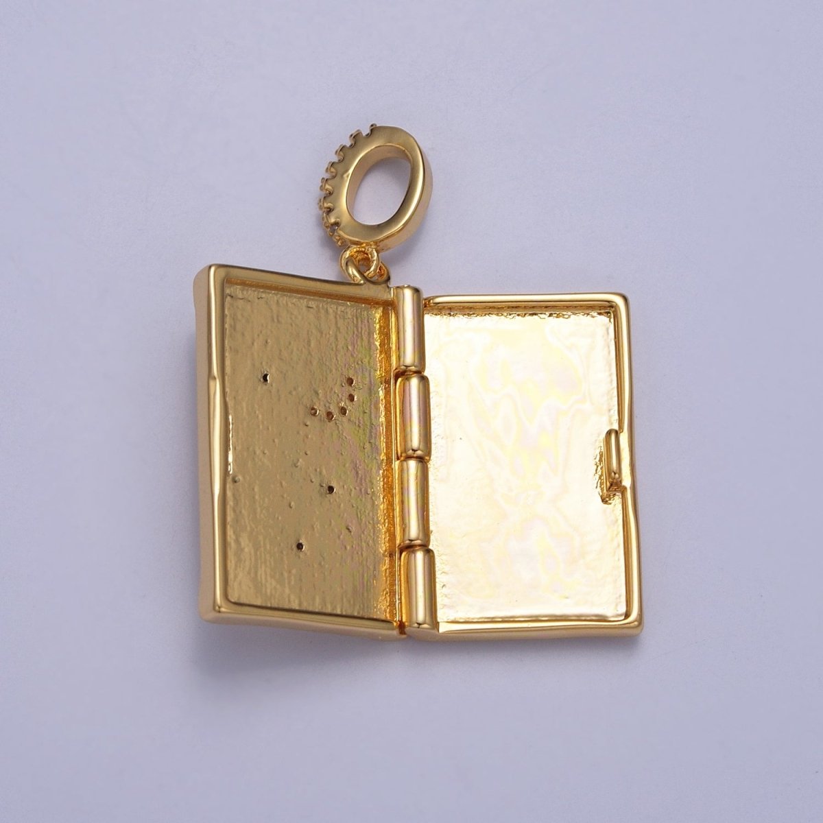 Dangle Book Locket Pendant Crescent Moon Star Locket Charm Necklace 14K Gold Filled J-482 - DLUXCA