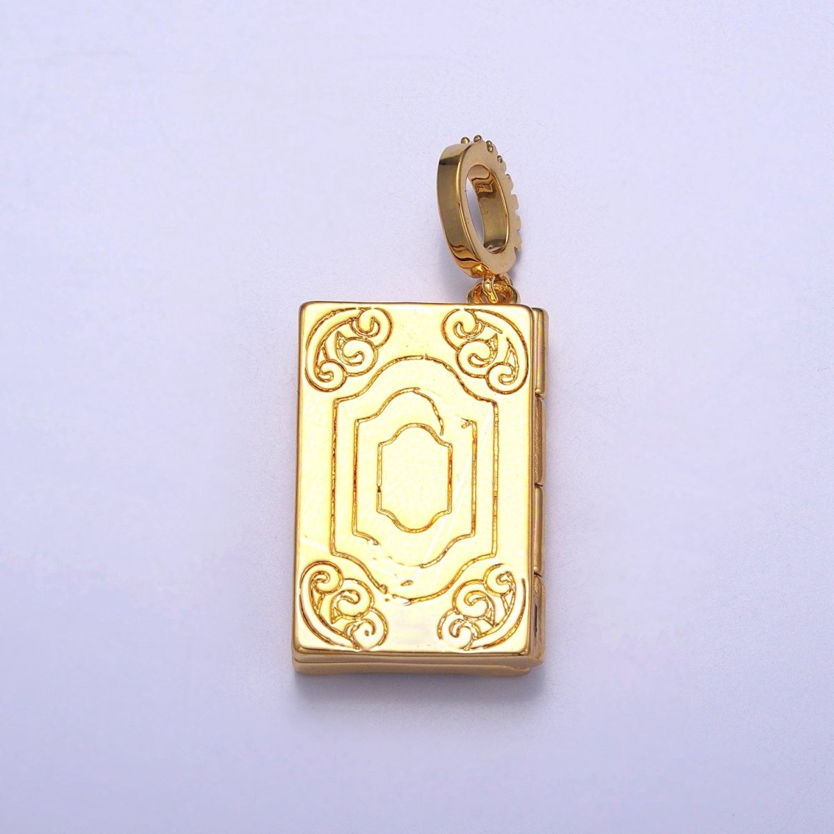 Dangle Book Locket Pendant Crescent Moon Star Locket Charm Necklace 14K Gold Filled J-482 - DLUXCA