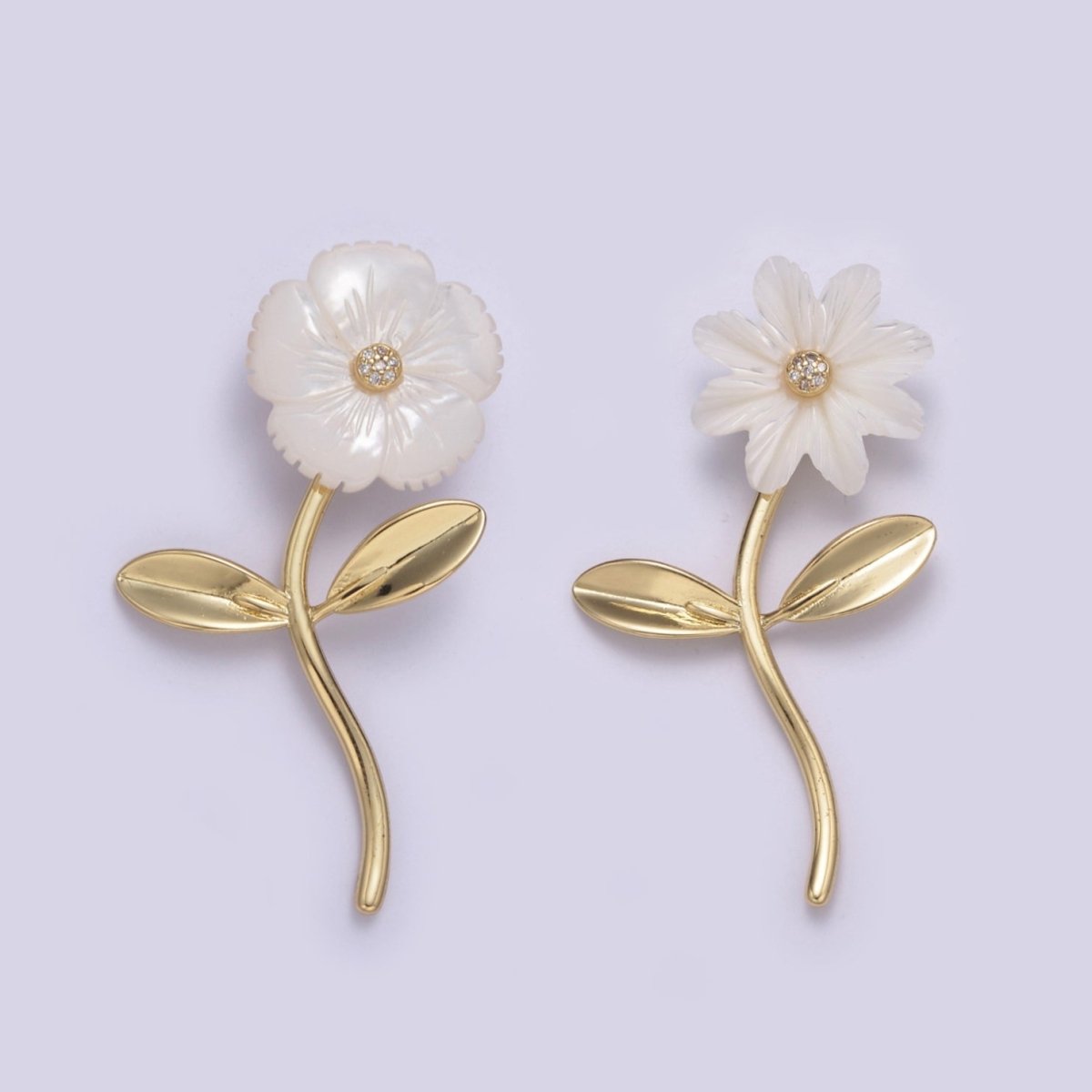 Dangle Carved White Pearl flower Poppy Charm / Daisy pendant for Necklace Charm Minimalist Jewelry H-061 H-067 - DLUXCA