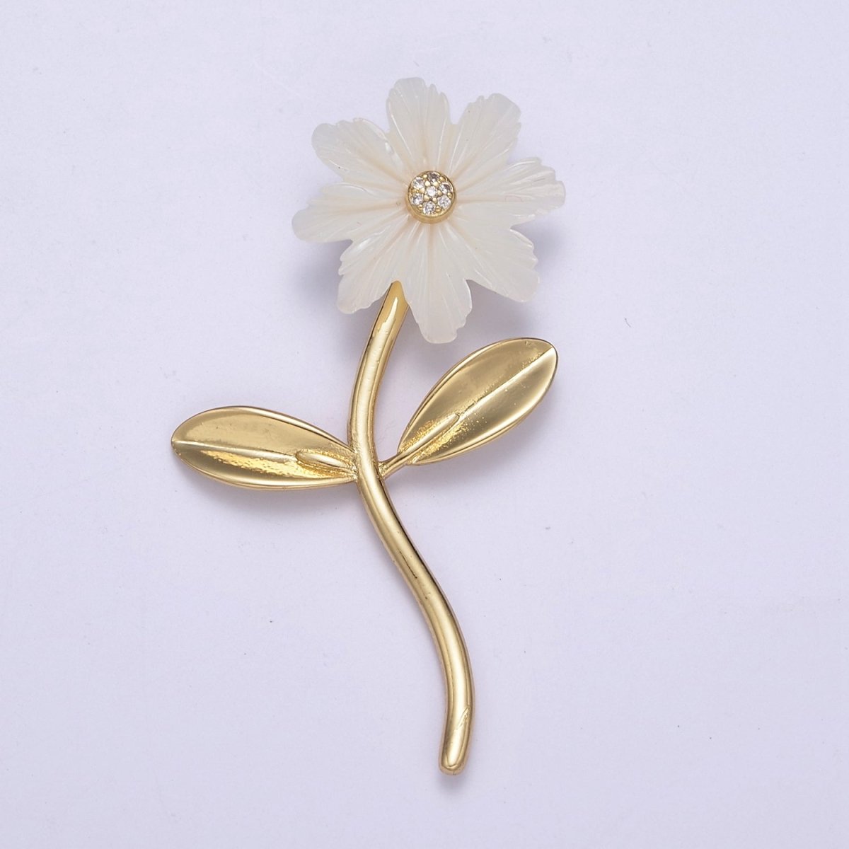 Dangle Carved White Pearl flower Poppy Charm / Daisy pendant for Necklace Charm Minimalist Jewelry H-061 H-067 - DLUXCA