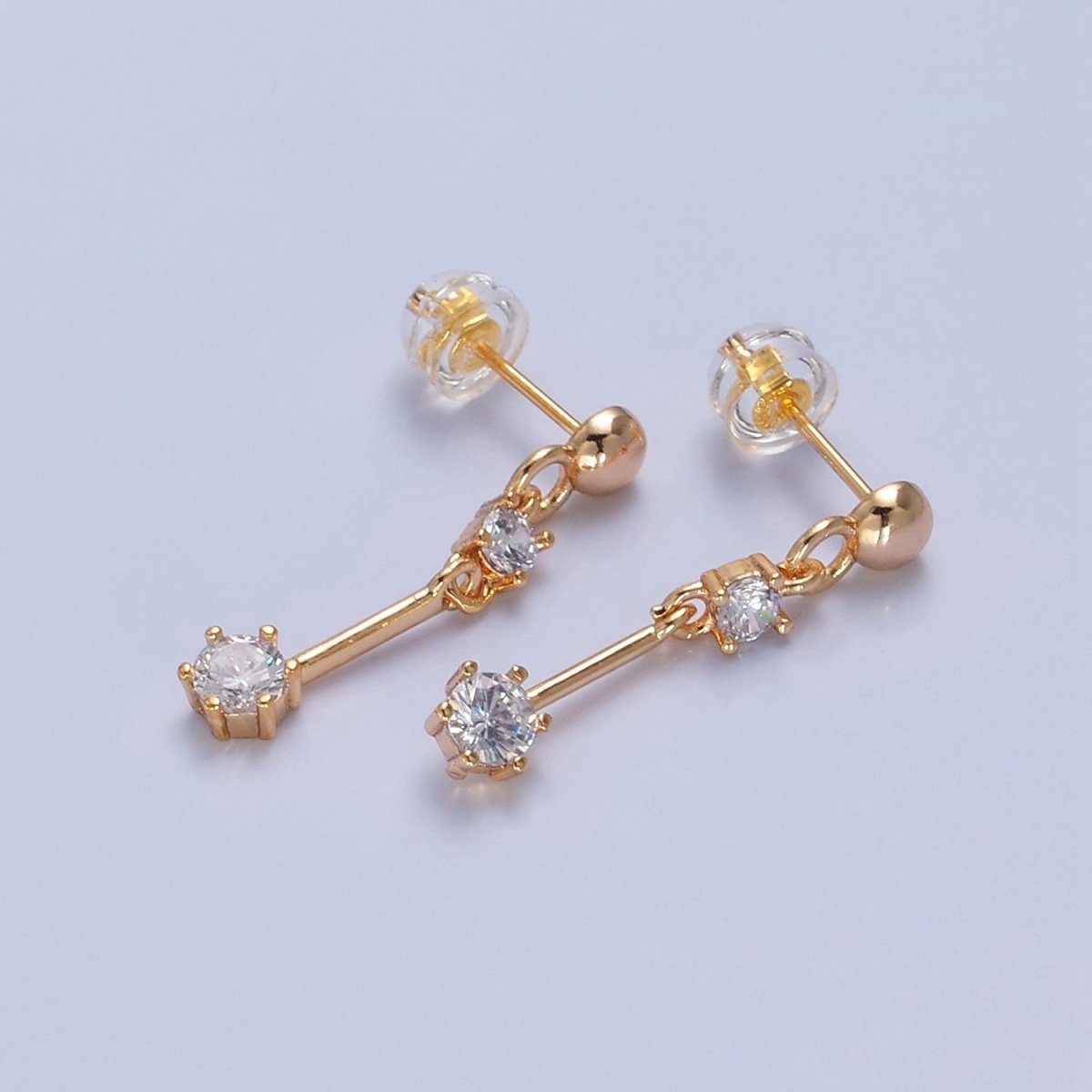 Dangle Gold Stud Earring T-461 - DLUXCA